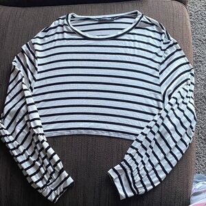 Striped Long Sleeve Crop Top
